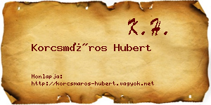 Korcsmáros Hubert névjegykártya